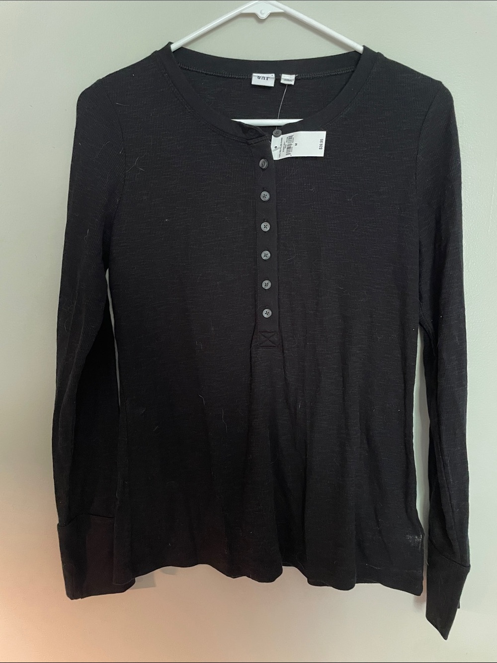 GAP Black Ribbed Henley Shirt